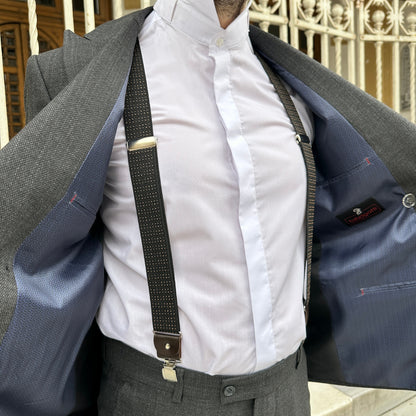 Custom Milky Brown Suspender with Chic White Polka Dots - Dark Brown with Caramel Polka Dots - Unique and Customizable Gift for Him.