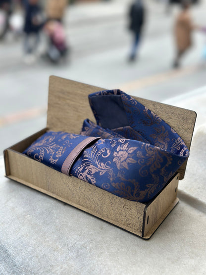 Silk Floral Tie and Pocket Square Set - Navy and Green, Navy and Mocha Mousse, Black and Red Floral Tie Set for Men. Birthday Gift for Men.