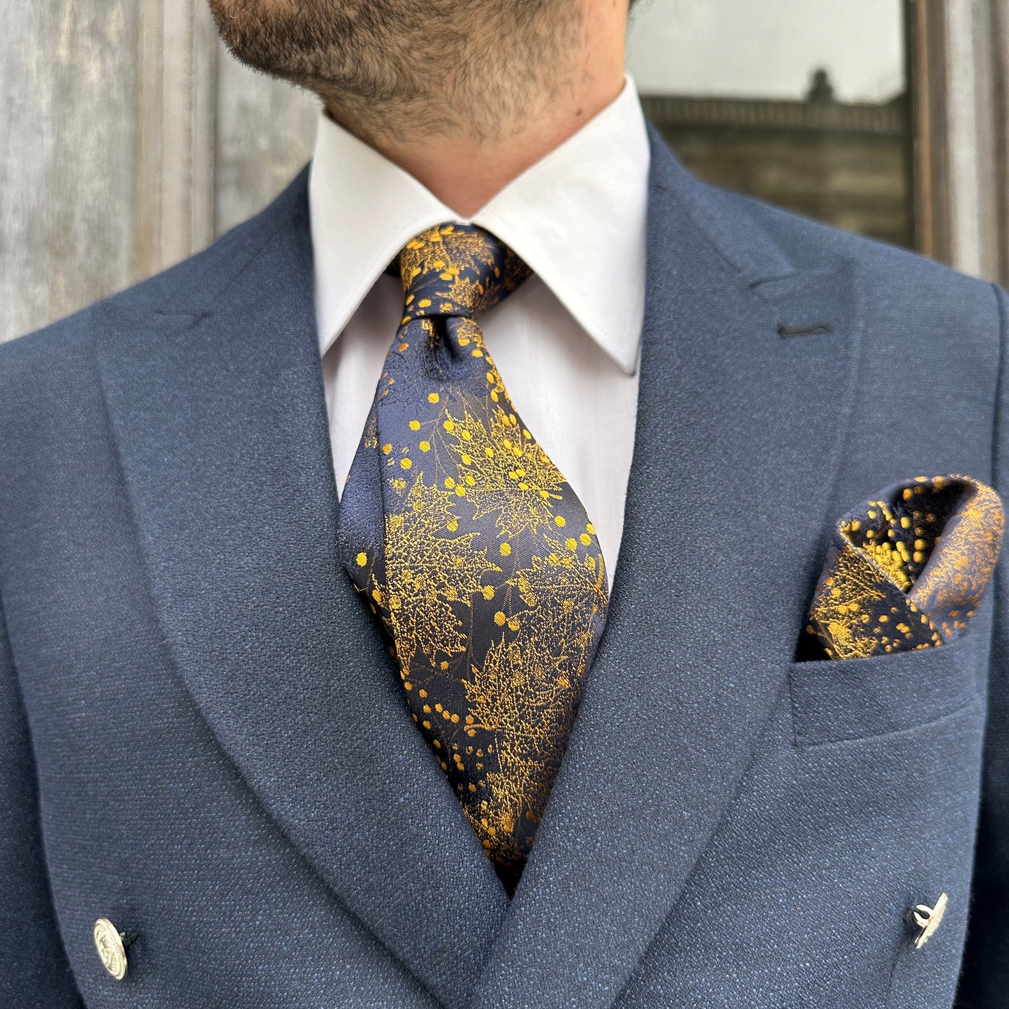 Spring Floral Tie and Pocket Square Set for Country Weddings. Handmade Silk Tie Set for Men. Wedding and Engagement Gifts for Grooms.