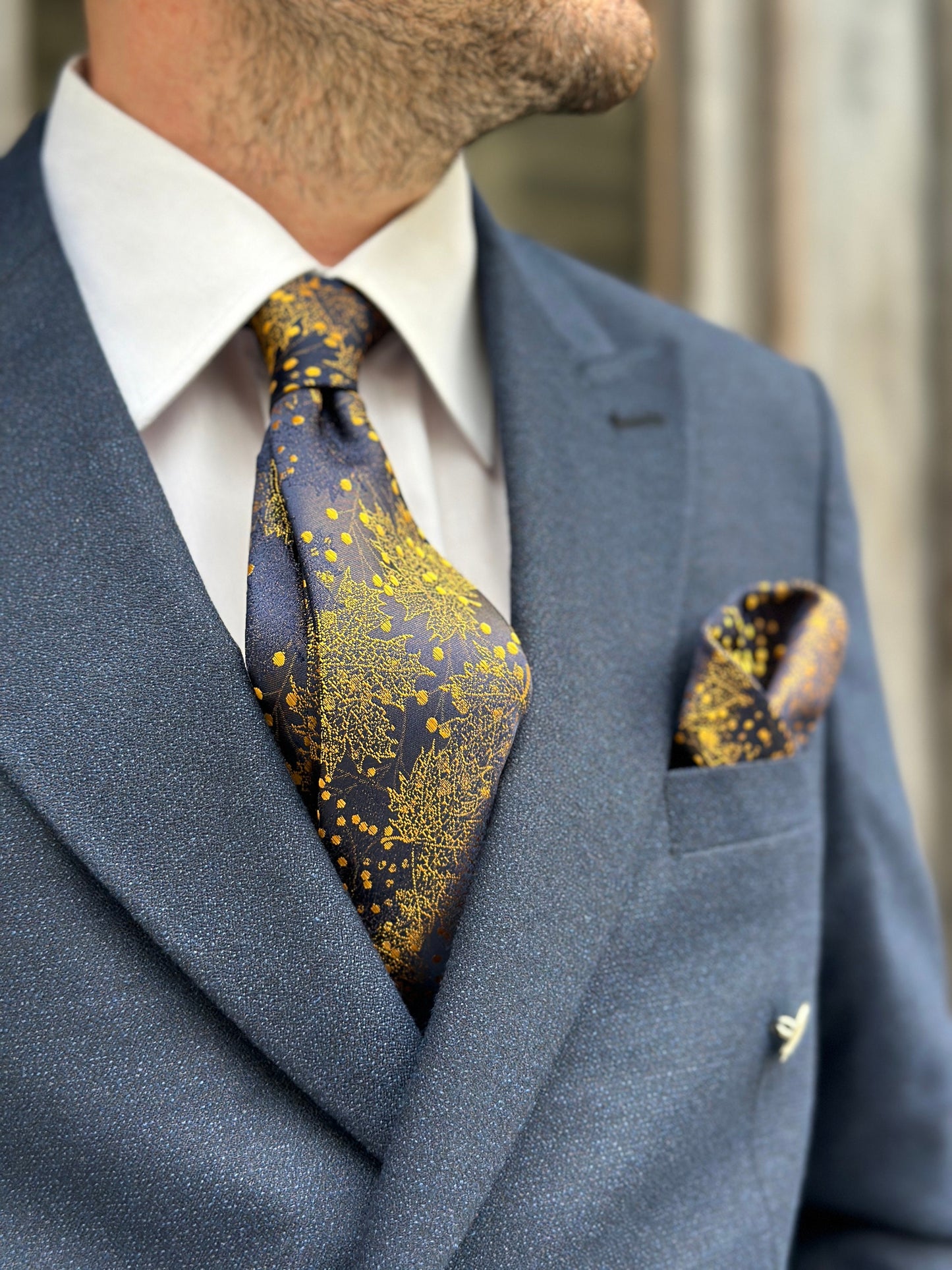 Spring Floral Tie and Pocket Square Set for Country Weddings. Handmade Silk Tie Set for Men. Wedding and Engagement Gifts for Grooms.