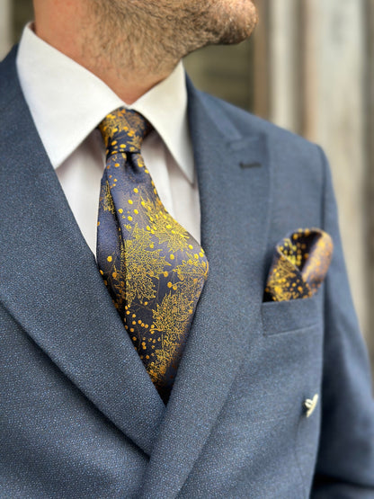 Spring Floral Tie and Pocket Square Set for Country Weddings. Handmade Silk Tie Set for Men. Wedding and Engagement Gifts for Grooms.