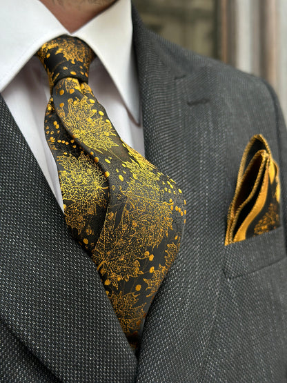 Spring Floral Tie and Pocket Square Set for Country Weddings. Handmade Silk Tie Set for Men. Wedding and Engagement Gifts for Grooms.