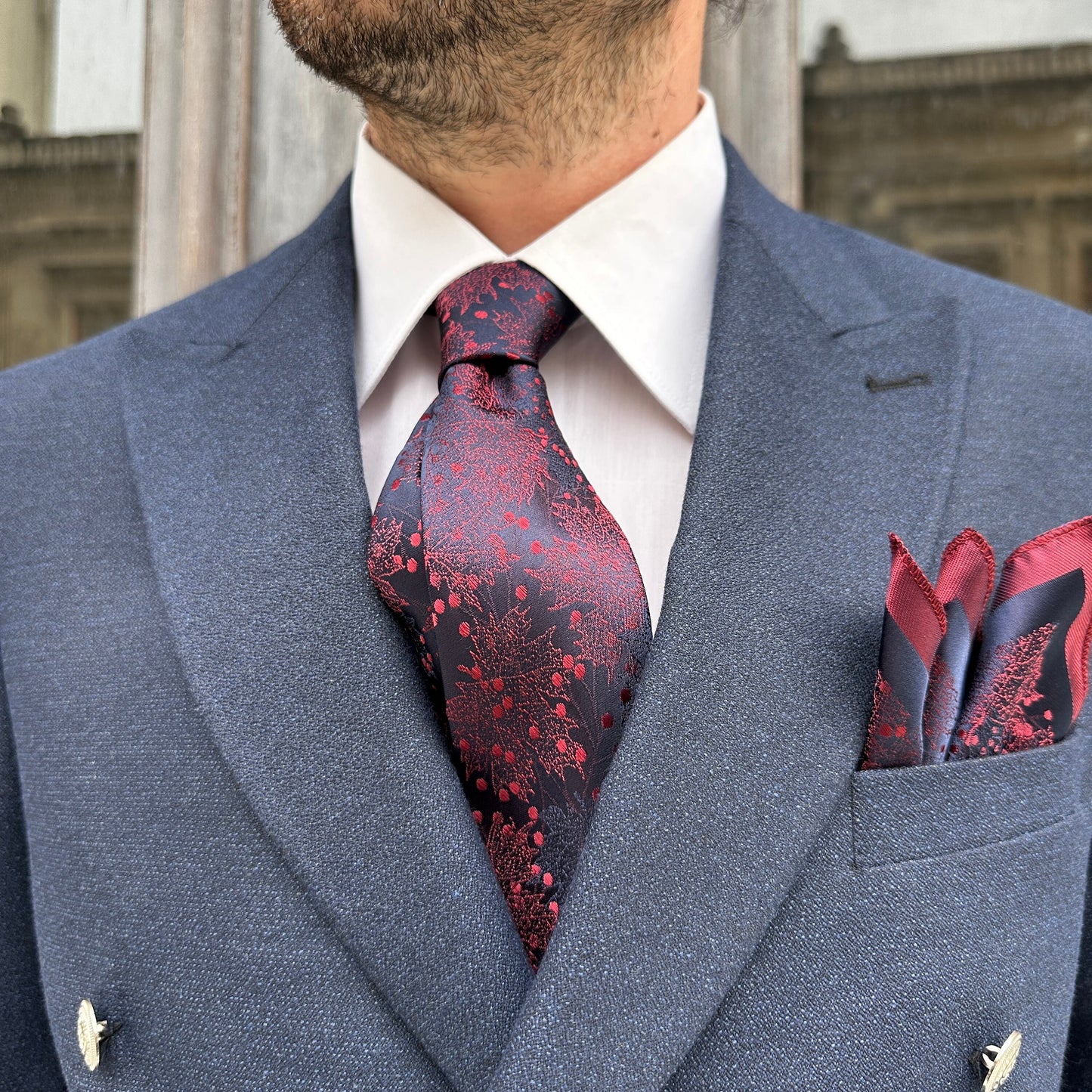 Spring Floral Tie and Pocket Square Set for Country Weddings. Handmade Silk Tie Set for Men. Wedding and Engagement Gifts for Grooms.