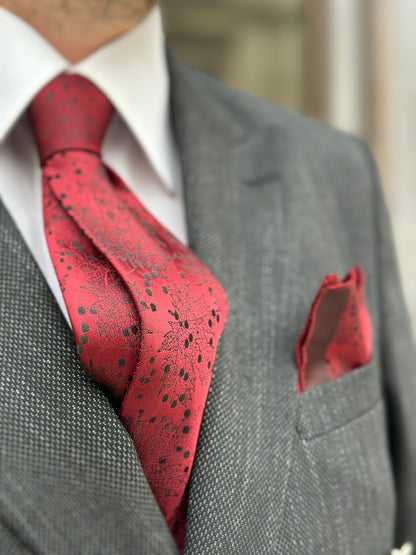 Spring Floral Tie and Pocket Square Set for Country Weddings. Handmade Silk Tie Set for Men. Wedding and Engagement Gifts for Grooms.