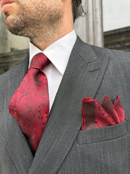Spring Floral Tie and Pocket Square Set for Country Weddings. Handmade Silk Tie Set for Men. Wedding and Engagement Gifts for Grooms.