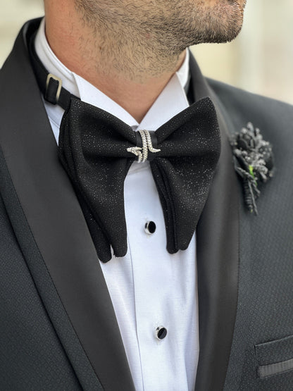Handmade Sparkling Black Butterfly Bow Tie for Ceremonies. Perfect for Stylish Grooms and Thoughtful Gift for Wedding Gift Boxes.