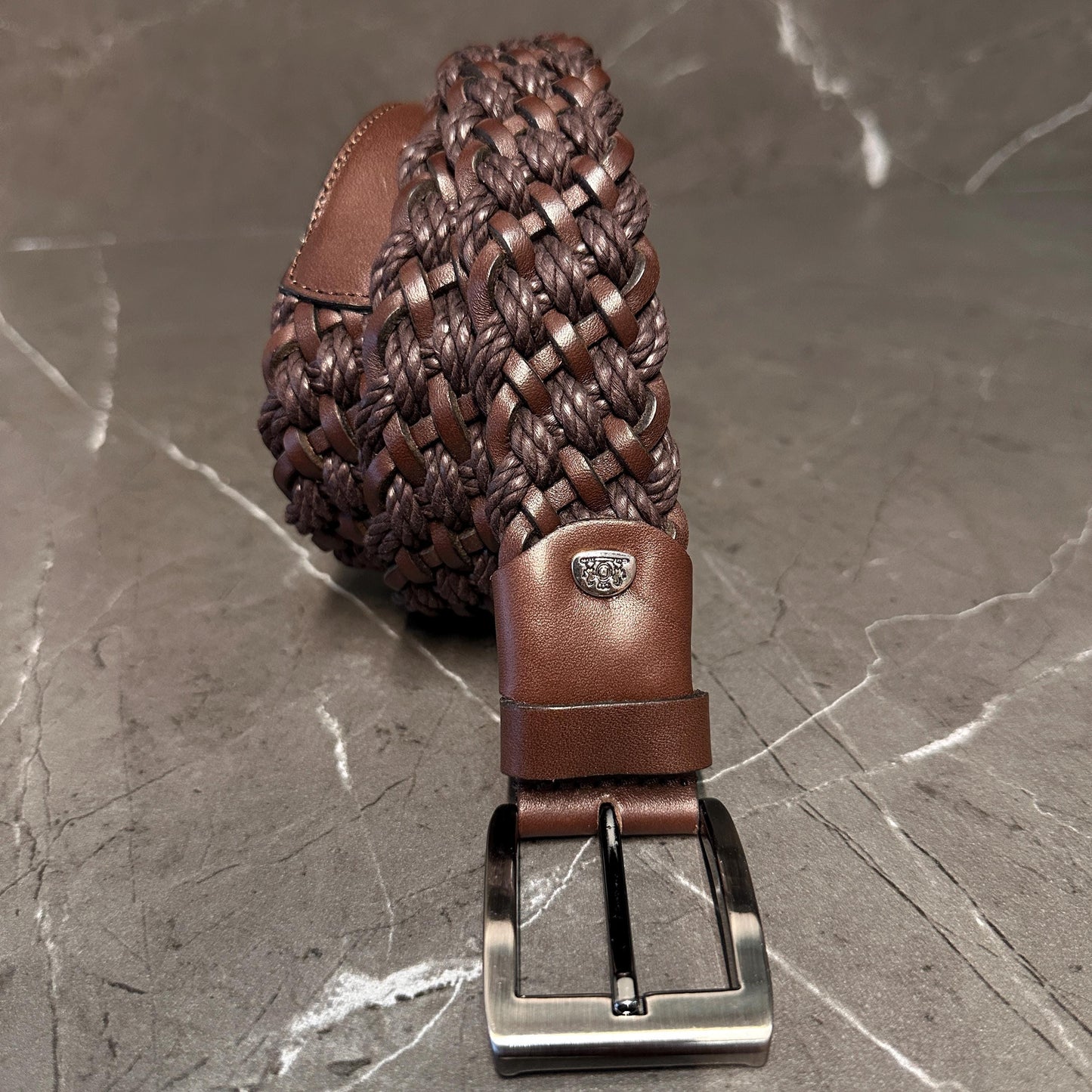 Italian Leather Braided Belt for Men. Premium Design Brown and Black Belt with Stainless Steel Buckle. Durable and Timeless Men's Accessory.