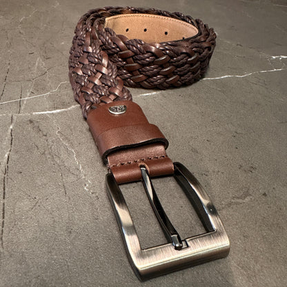 Italian Leather Braided Belt for Men. Premium Design Brown and Black Belt with Stainless Steel Buckle. Durable and Timeless Men's Accessory.