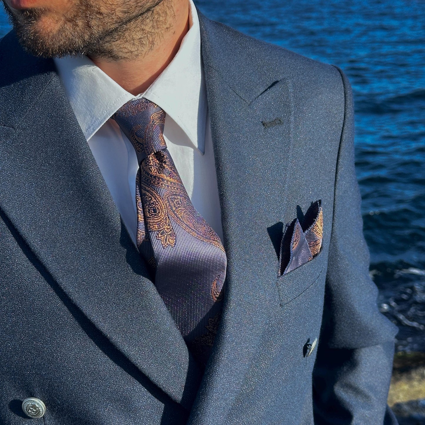 Luxury Silk Blend Paisley Ivy Tie Set. Timeless Elegance for Weddings & Business Events. Perfect Gift for Grooms and Stylish Men.