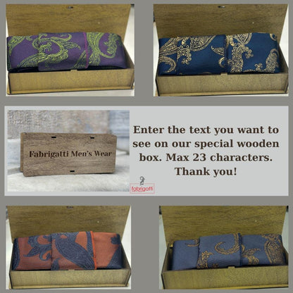 Luxury Silk Blend Paisley Ivy Tie Set. Timeless Elegance for Weddings & Business Events. Perfect Gift for Grooms and Stylish Men.