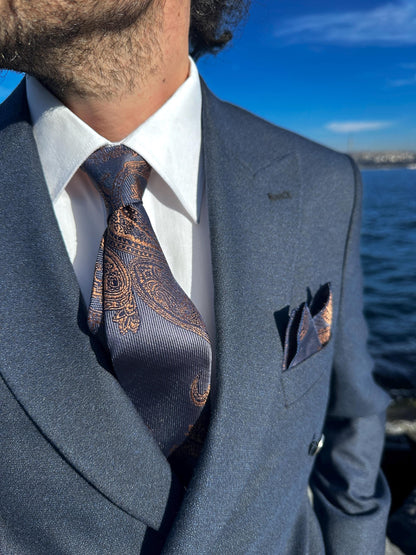 Luxury Silk Blend Paisley Ivy Tie Set. Timeless Elegance for Weddings & Business Events. Perfect Gift for Grooms and Stylish Men.