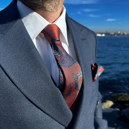 Luxury Silk Blend Paisley Ivy Tie Set. Timeless Elegance for Weddings & Business Events. Perfect Gift for Grooms and Stylish Men.