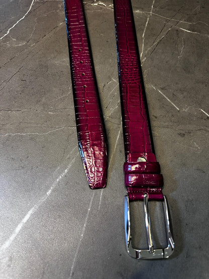 Premium Crocodile Leather Belt - Olive Green, Bloody Red, Caramel, Brown, Black, Tan, Fuchsia Leather Belts for Men. Unique Gift for Him.