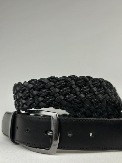 Italian Leather Braided Belt for Men. Premium Design Brown and Black Belt with Stainless Steel Buckle. Durable and Timeless Men's Accessory.