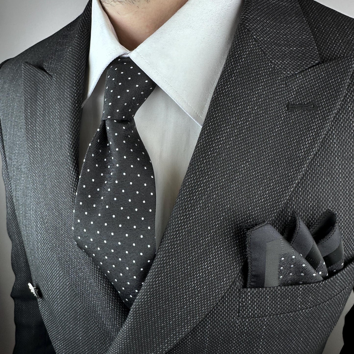 Polka Dot Silk Blend Tie Set  Burgundy or Black with Pocket Square | Elegant Gift for Dad, Groom, or Stylish Men. Silk Handkerchief for Men