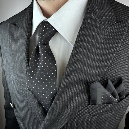 Polka Dot Silk Blend Tie Set  Burgundy or Black with Pocket Square | Elegant Gift for Dad, Groom, or Stylish Men. Silk Handkerchief for Men