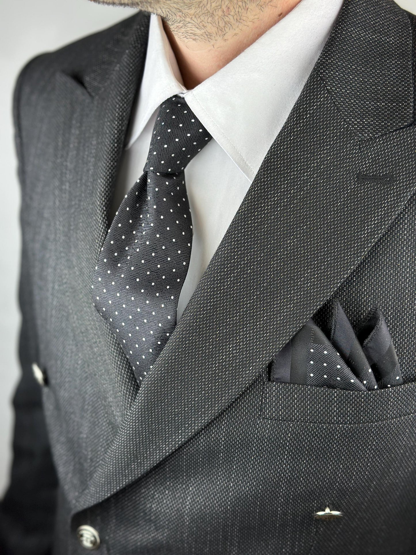 Polka Dot Silk Blend Tie Set  Burgundy or Black with Pocket Square | Elegant Gift for Dad, Groom, or Stylish Men. Silk Handkerchief for Men