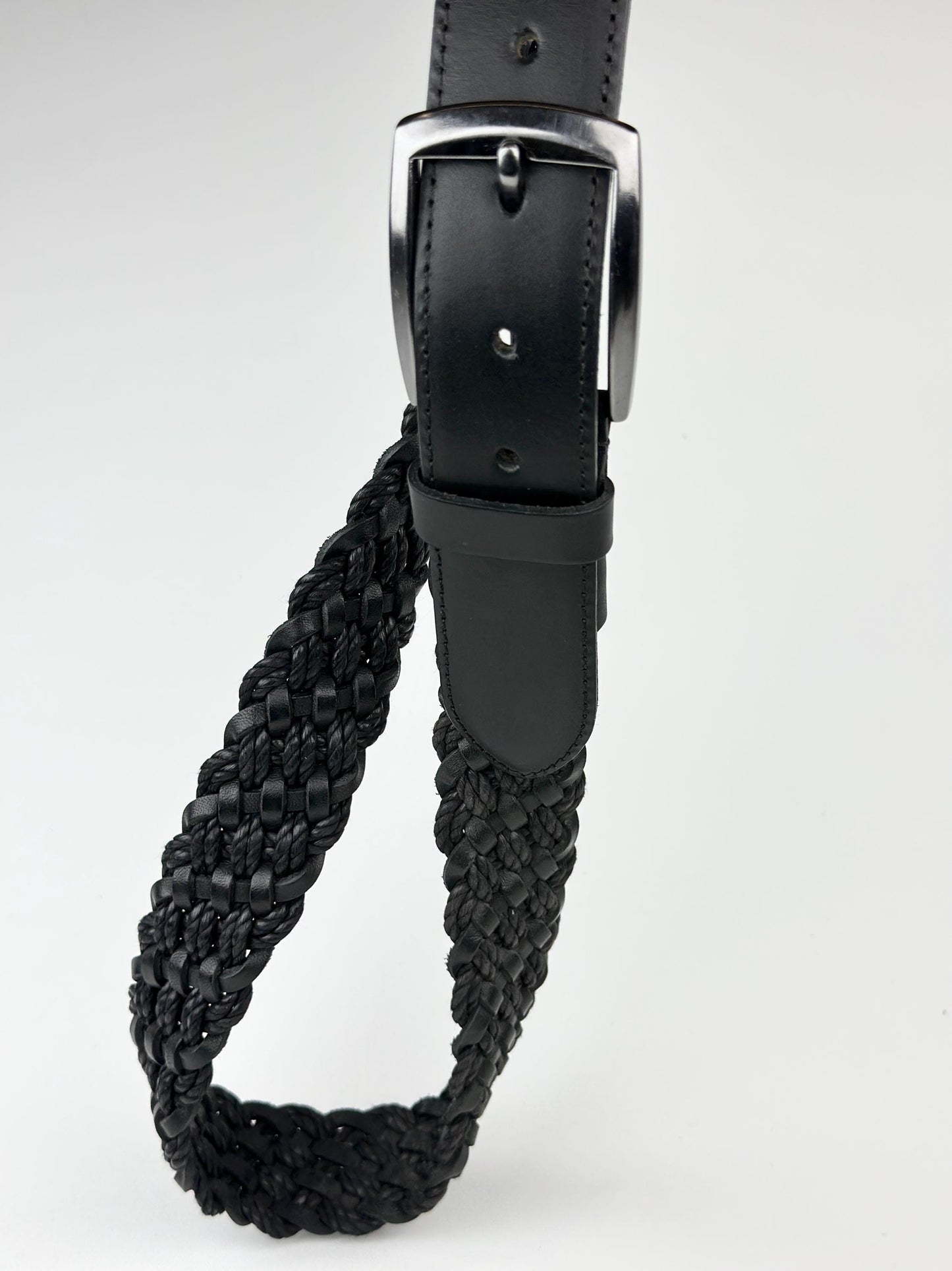 Italian Leather Braided Belt for Men. Premium Design Brown and Black Belt with Stainless Steel Buckle. Durable and Timeless Men's Accessory.