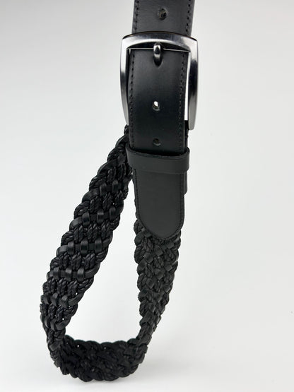 Italian Leather Braided Belt for Men. Premium Design Brown and Black Belt with Stainless Steel Buckle. Durable and Timeless Men's Accessory.