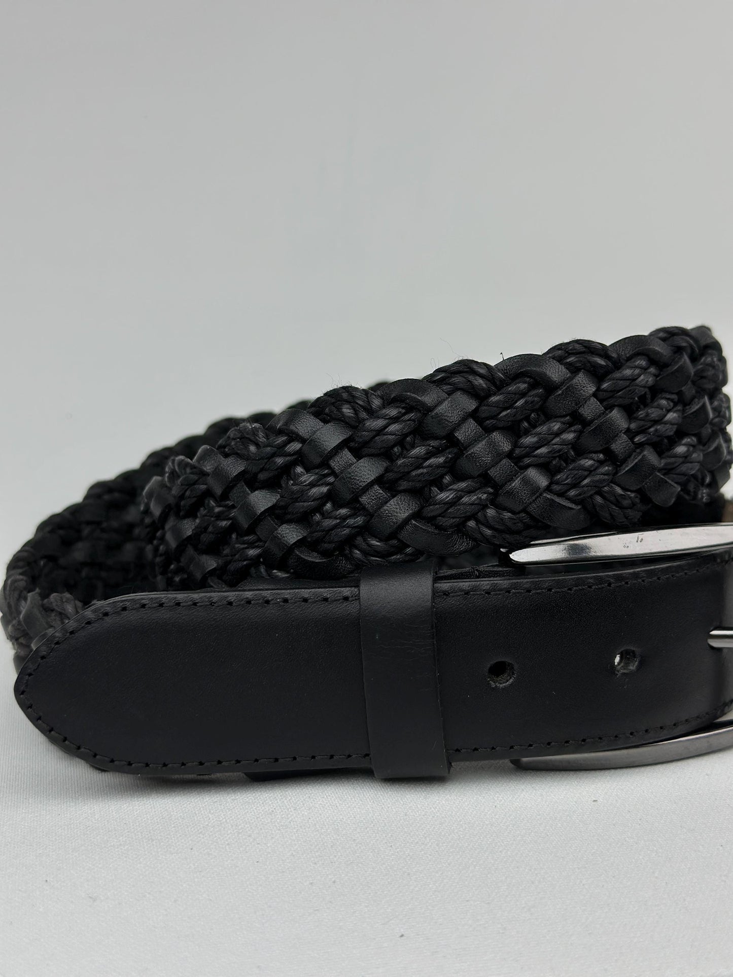 Italian Leather Braided Belt for Men. Premium Design Brown and Black Belt with Stainless Steel Buckle. Durable and Timeless Men's Accessory.