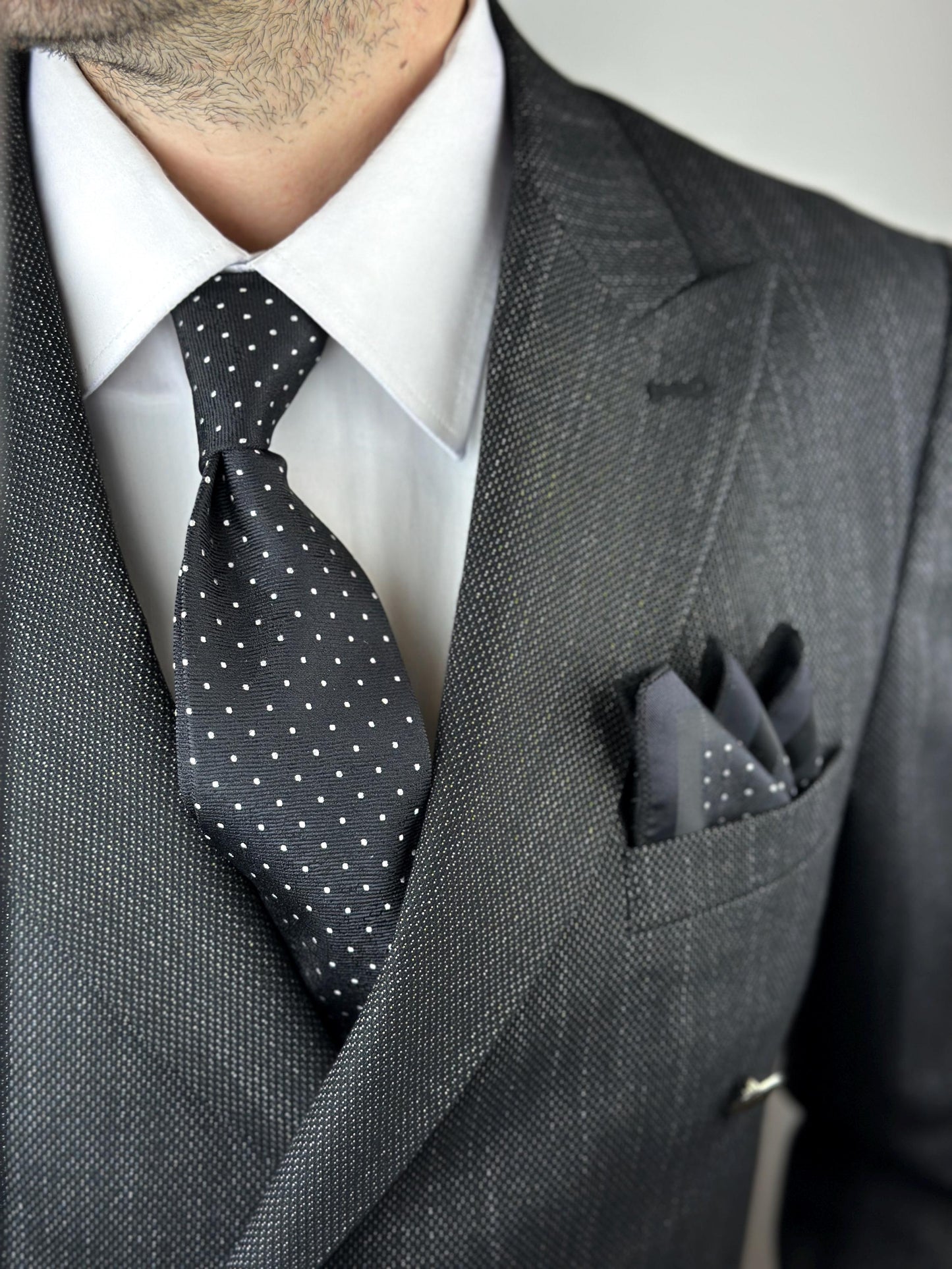 Polka Dot Silk Blend Tie Set  Burgundy or Black with Pocket Square | Elegant Gift for Dad, Groom, or Stylish Men. Silk Handkerchief for Men